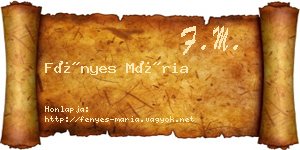 Fényes Mária névjegykártya